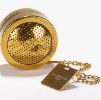 BOULE À THÉ inox perforé finition titanium or - diam. 4 cm